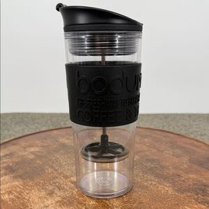 Bodum Cup Coffee Tea Tumbler Black Clear Travel Press Plastic Cup